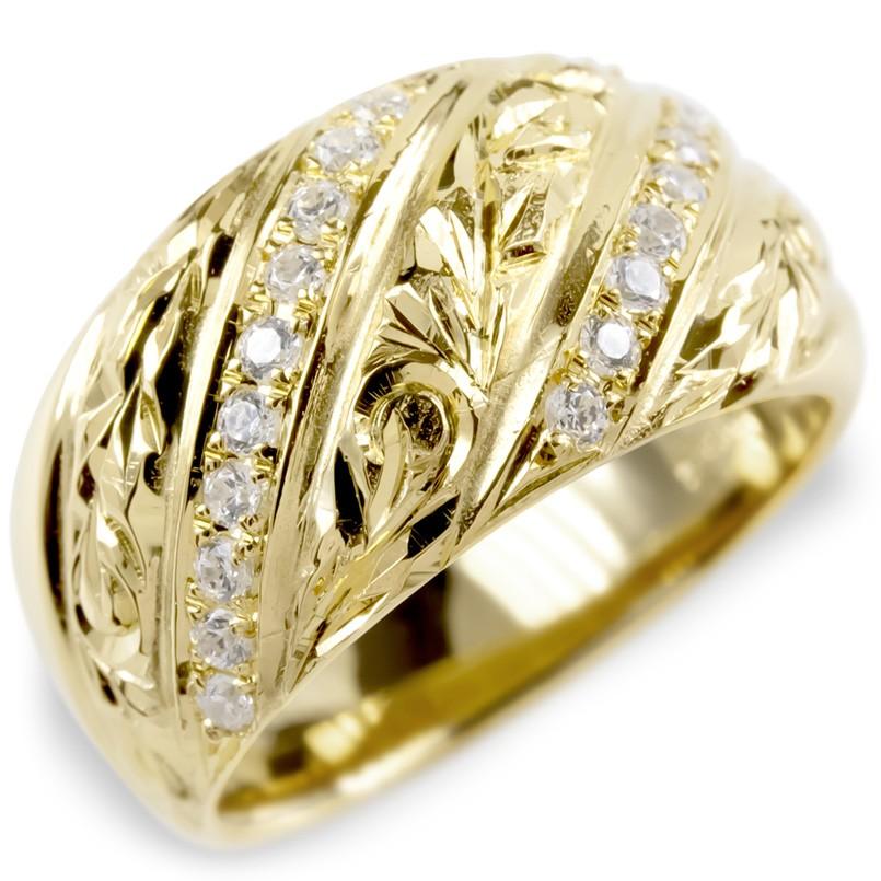 婚約指輪 ダイヤ 安い 18金 リング ダイヤモンド ハワイアンジュエリー 指輪 ゴールド イエローゴールドk18 エンゲージリング 幅広 送料無料 ホワイトデー 2024