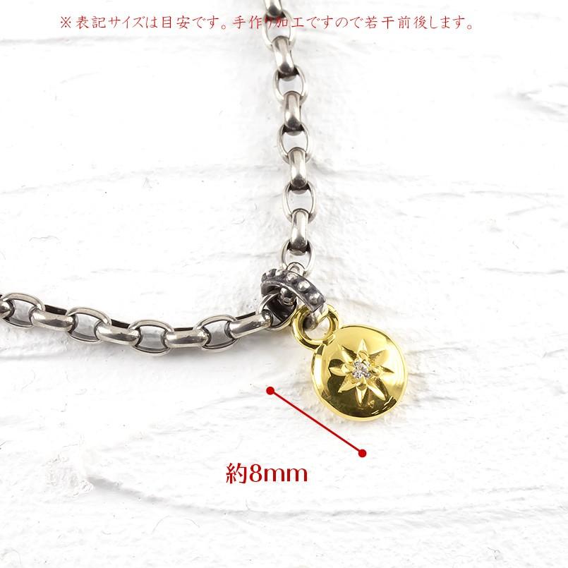 純金 ネックレス 24金 トップ メンズ ダイヤモンド 一粒 丸 ペンダントトップ 燻し チェーン sv925 k24 男性 個性的 送料無料 人気 セール saleの画像