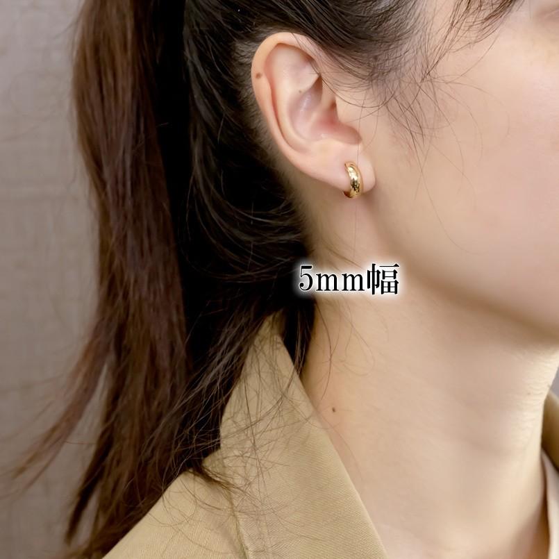 18金 イヤリング フープ 小さい 選べる幅 18k イエローゴールドk18 