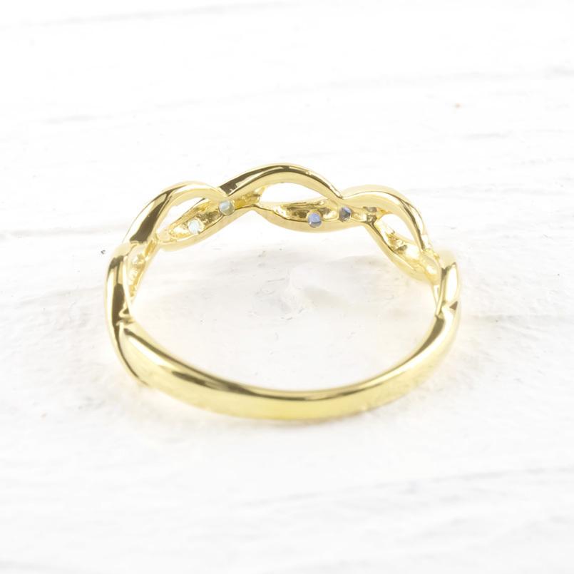 18金 リング ダイヤモンド ブルートパーズ サファイア スクロール 指輪 ゴールド 18k イエローゴールドk18 婚約指輪 ダイヤ 安い 送料無料 セール saleの画像