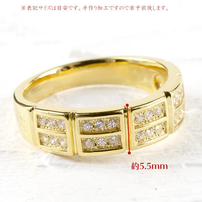 ゴールド リング ダイヤモンド メンズ 指輪 10金 イエローゴールドk10 ピンキーリング リング 幅広 レンガ調 ブリック 送料無料 人気 セール saleの画像