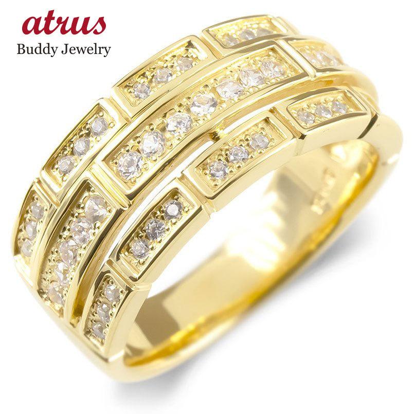 18金 リング ダイヤモンド メンズ 指輪 ゴールド 18k イエローゴールドk18 ピンキーリング リング 幅広 レンガ調 ブリック 送料無料 人気 セール SALE(109450円)