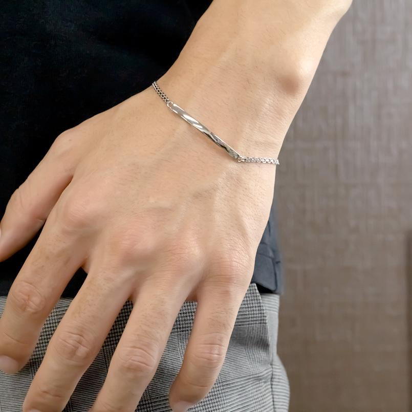 プラチナ ブレスレット メンズ バングル pt900 pt850 プレート フランチェーン シンプル 地金 男性 送料無料 人気 セール saleの画像