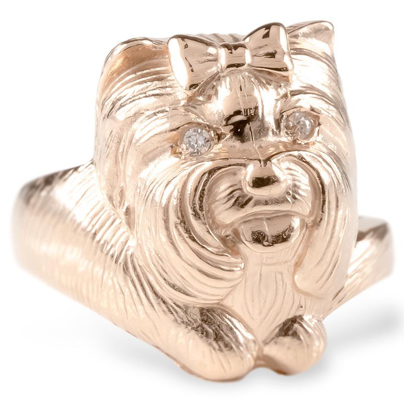 18金 リング ヨークシャーテリア ダイヤモンド 指輪 ゴールド 18k  