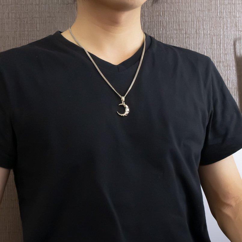 シルバー ネックレス トップ メンズ 三日月 選べるバリエーション 選べるハワイアン スター ムーン グリッター sv925 ペンダント 送料無料 人気 セール saleの画像