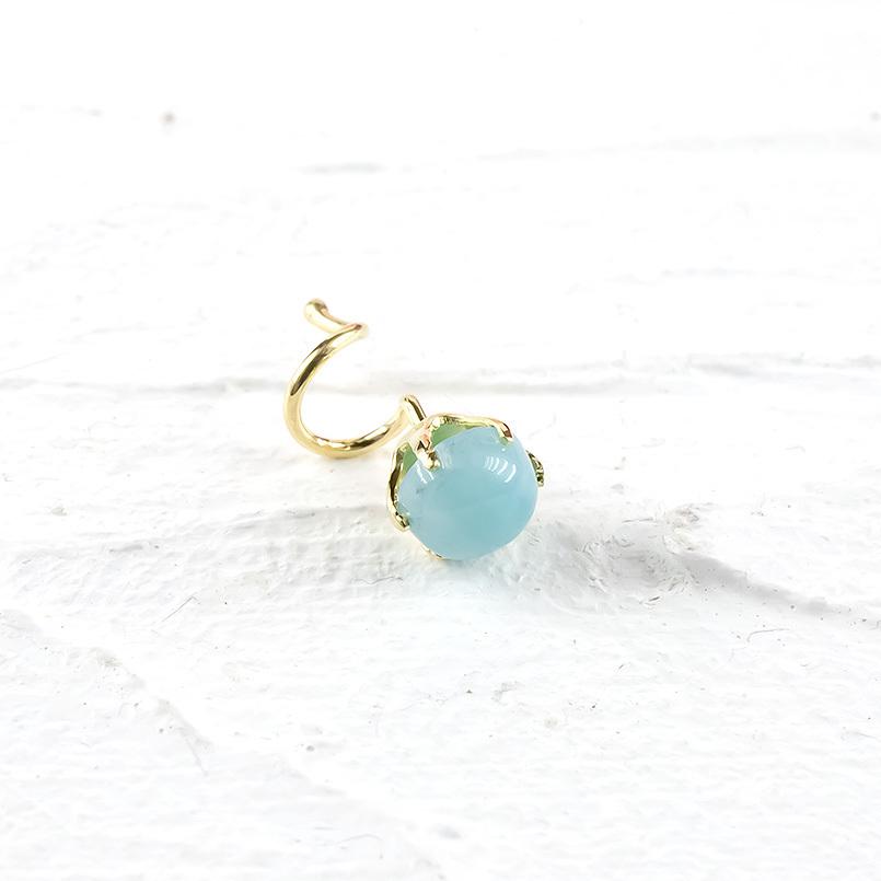 ピアス 18金 ラリマー キャッチのいらないピアス 装着簡単 つけっぱなし キャッチナッシャー ゴールド 18K 女性 シンプル あすつく 送料無料 セール saleの画像