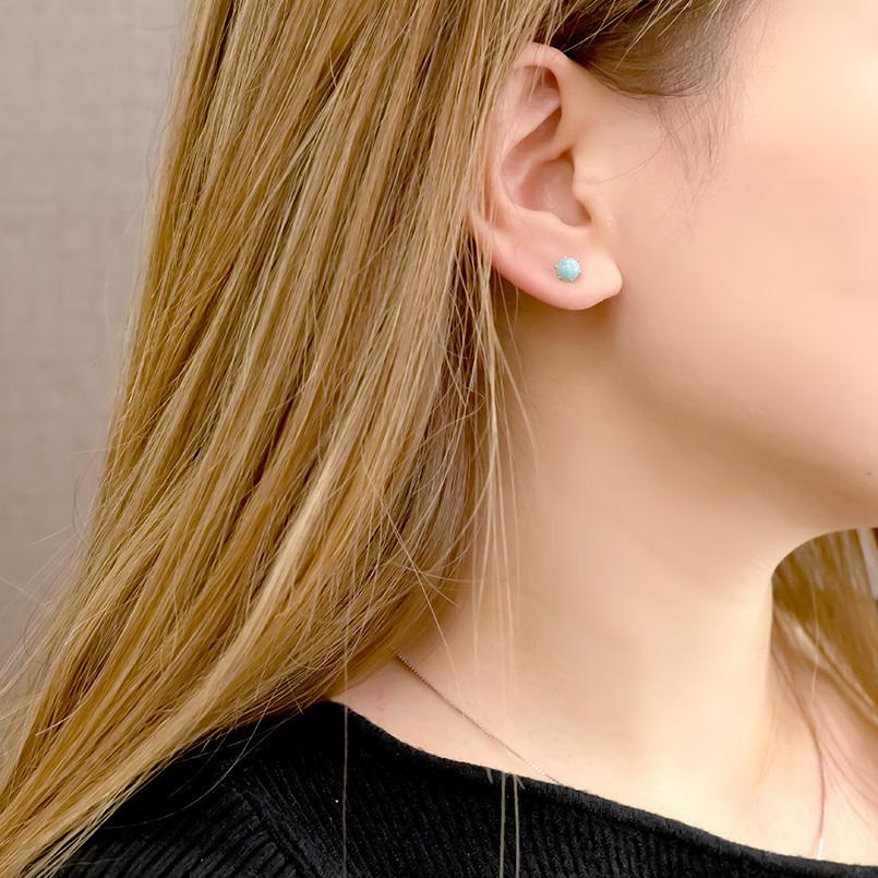 ジュエリー工房アトラス ピアス 18金 ラリマー キャッチのいらない 