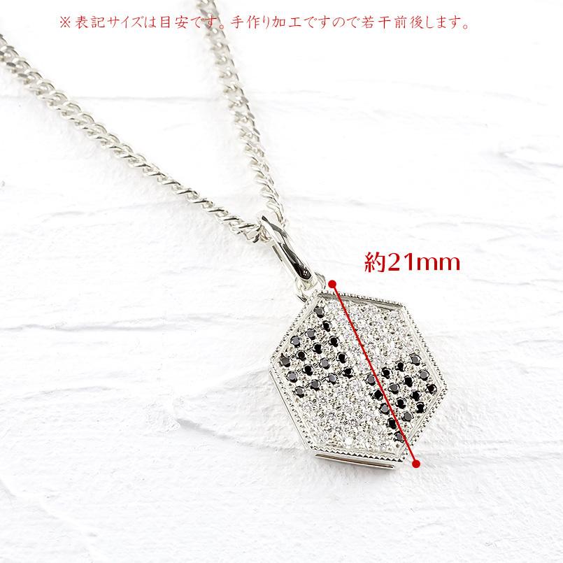 シルバー ネックレス トップ メンズ 喜平用 ブラックダイヤモンド ダイヤモンド ヘキサゴン ペンダント sv925 男性用 キヘイ 個性的 送料無料 セール saleの画像