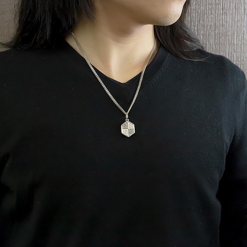 シルバー ネックレス トップ メンズ 喜平用 ブラックダイヤモンド ダイヤモンド ヘキサゴン ペンダント sv925 男性用 キヘイ 個性的 送料無料 セール saleの画像