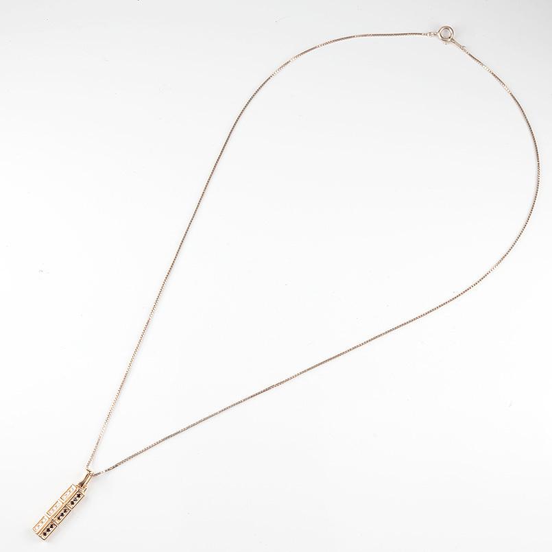ゴールド ネックレス メンズ ダイヤモンド ブラックダイヤモンド トップ バーネックレス 10金 10K ピンクゴールドk10 ペンダント 男性 送料無料 セール saleの画像