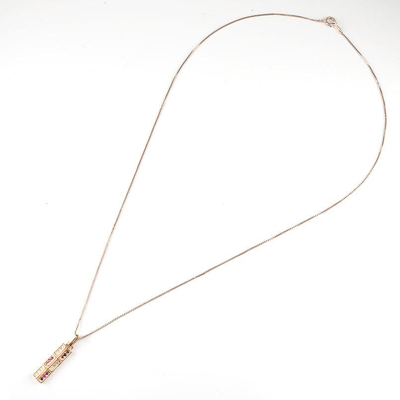 ゴールド ネックレス メンズ ダイヤモンド ルビー トップ バーネックレス 10金 10K ピンクゴールドk10 ペンダント 男性 シンプル 送料無料 人気 セール saleの画像