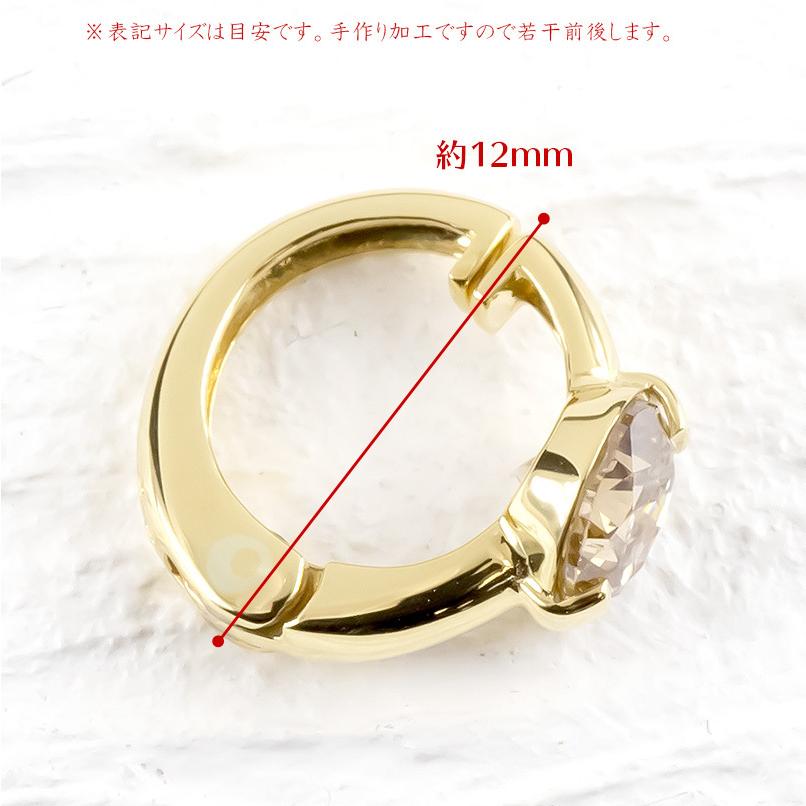18kイエローゴールドホワイトゴールドピアリング（片耳）1.72g刻印有り ジュエリー工房アトラス ピアリング 18金 ブラウンダイヤモンド 0.5ct