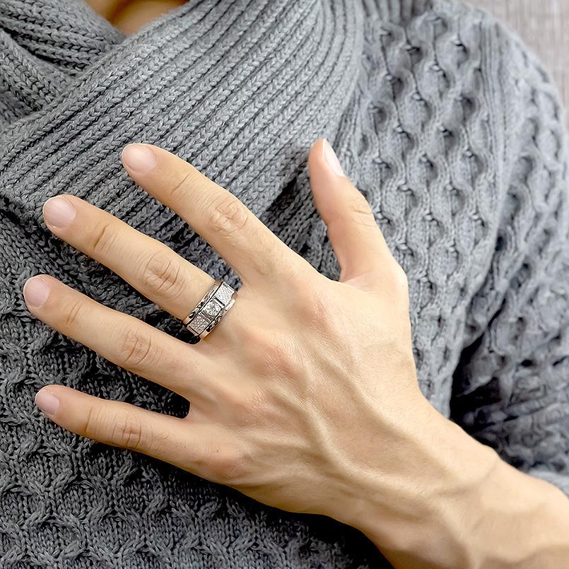 プラチナ リング メンズ ダイヤモンド 大粒 指輪 pt900 太め ピンキー