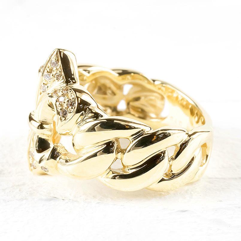 ジュエリー工房アトラス 18金 リング メンズ ダイヤモンド ユリの紋章