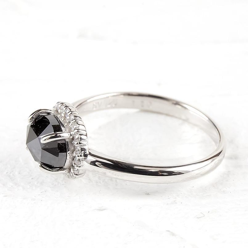 プラチナ リング ブラックダイヤモンド 一粒 大粒 ダイヤモンド 指輪