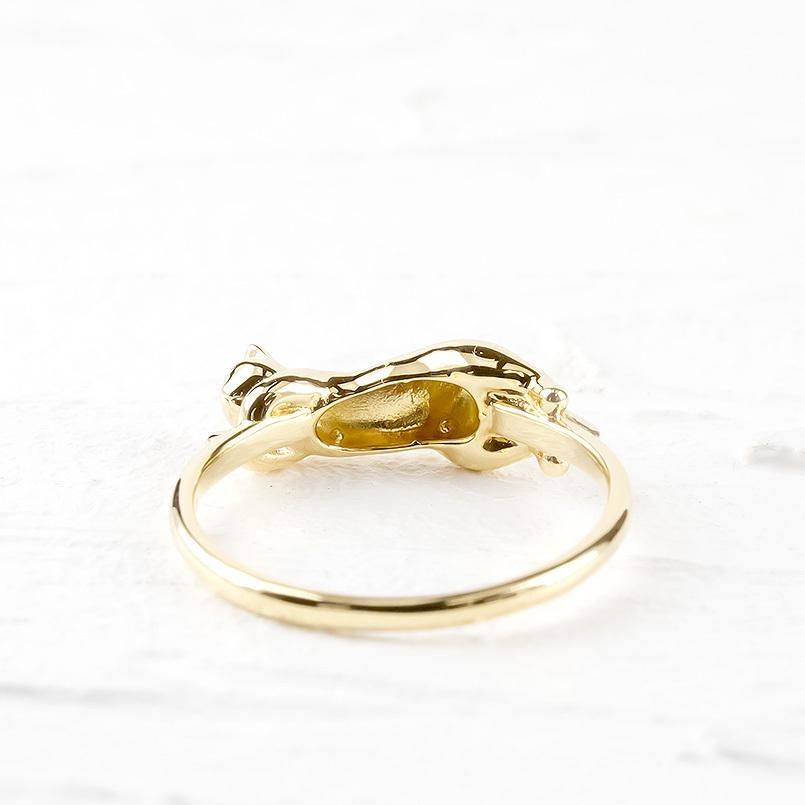 18金 リング ゴールド 猫 指輪 イエローゴールドk18 婚約指輪 安い 