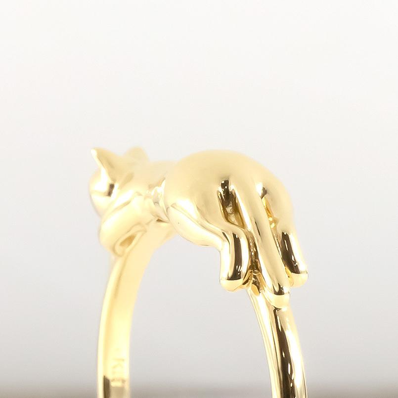 ジュエリー工房アトラス 18金 リング ゴールド 猫 指輪 イエロー ジュエリー工房アトラス 18金 リング ゴールド 猫 指輪 イエロー