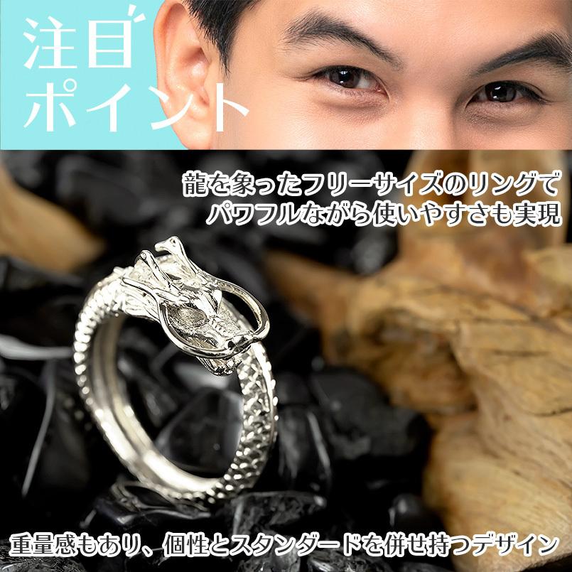 シルバー フリーサイズリング 龍 メンズ 指輪 ドラゴン 竜 sv925 地金