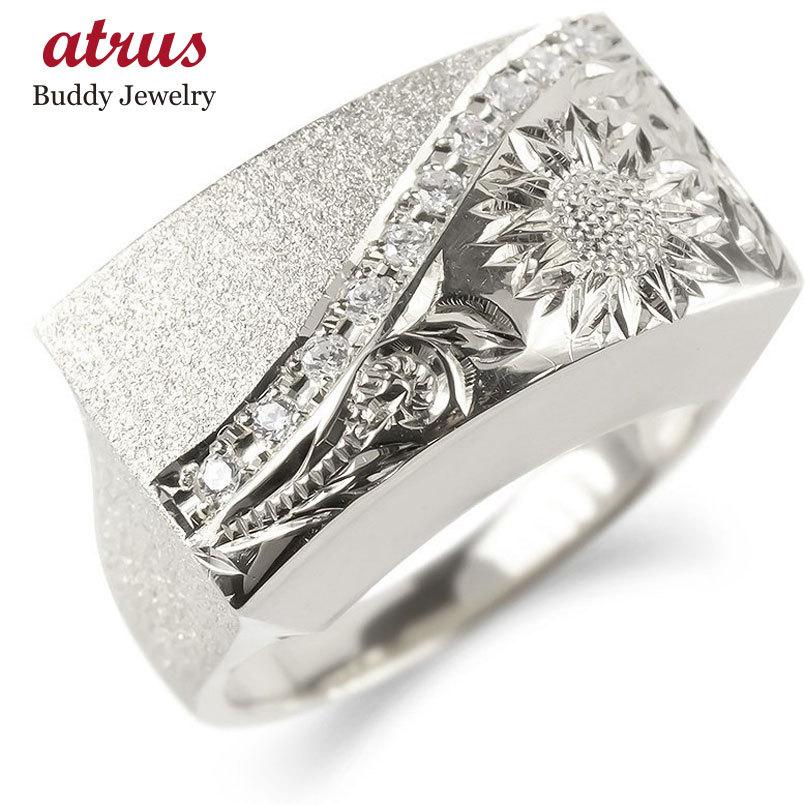 k18 pt950 ひまわりモチーフ ジルコン リング