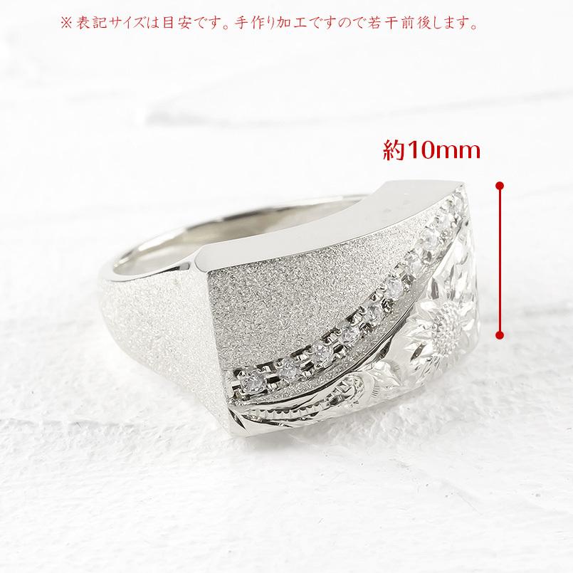 シルバー リング キュービックジルコニア ひまわり メンズ 指輪 sv925 婚約指輪 安い エンゲージリング ピンキーリング 幅広 リング 送料無料 セール saleの画像