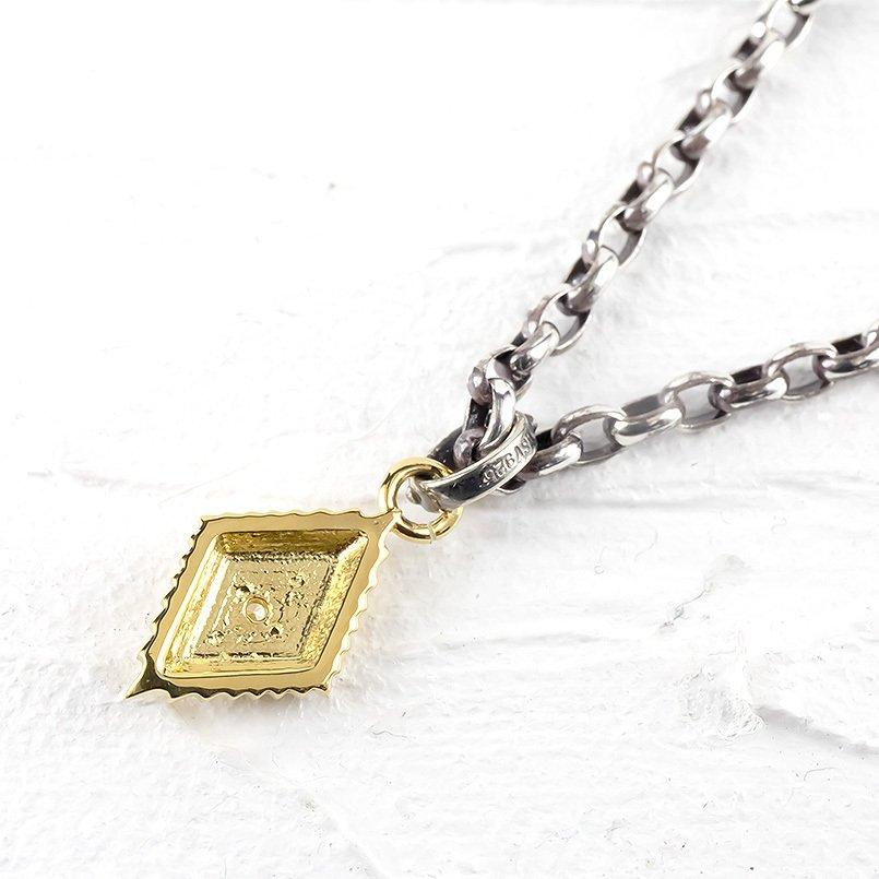 純金 ネックレス 24金 トップ メンズ ダイヤモンド 一粒 シルバー 24k ペンダントトップ 燻し チェーン sv925 男性 シンプル 送料無料 人気 セール saleの画像
