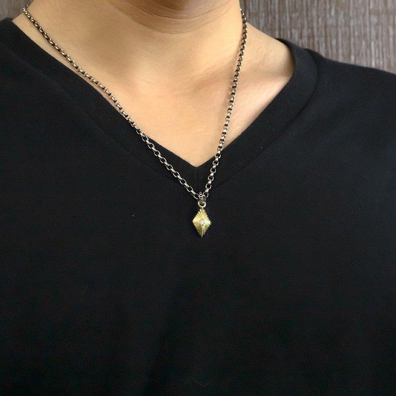 純金 ネックレス 24金 トップ メンズ ダイヤモンド 一粒 シルバー 24k ペンダントトップ 燻し チェーン sv925 男性 シンプル 送料無料 人気 セール saleの画像