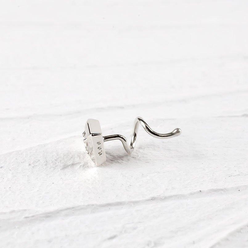 ゴールド ピアス ダイヤモンド 片耳 スクエア 簡単装着 つけっぱなし キャッチのいらないピアス ホワイトゴールドk10 あすつく 送料無料 セール saleの画像