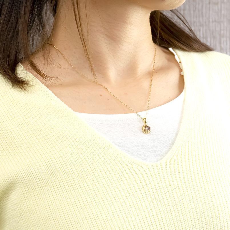 ネックレス レディース 18金 ペンダントトップ ブラウンダイヤモンド 一粒 大粒 ゴールド 18k チェーン ダイヤ LGBTQ 男女兼用 送料無料 セール sale_1