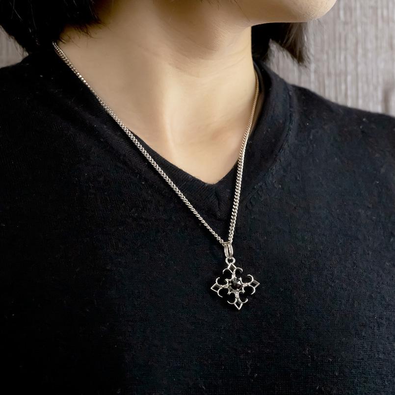 ネックレス メンズ プラチナ ペンダントトップ クロス pt900 ブラックダイヤモンド 1ct 一粒 大粒 喜平 トップ キヘイ チェーン 十字架 送料無料 セール saleの画像
