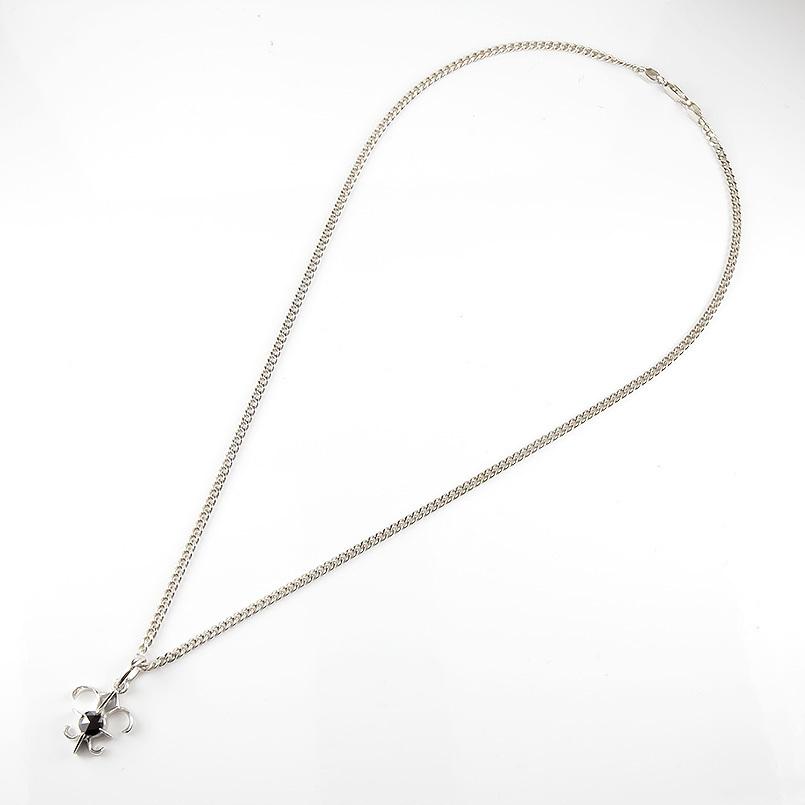 ネックレス メンズ ゴールド ペンダントトップ k10 喜平 トップ ブラックダイヤモンド 1ct 一粒 大粒 ユリの紋章 ホワイトゴールド チェーン 送料無料 saleの画像