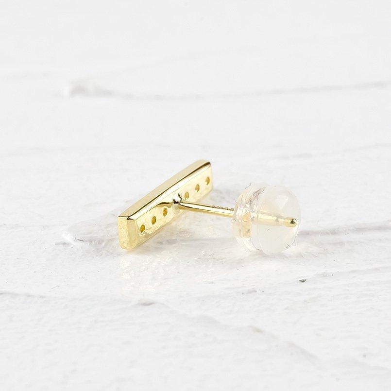 18金 片耳ピアス ダイヤモンド スタッドピアス ゴールド イエローゴールドk18 18k バー 女性 人気 宝石 男女兼用 あすつく 送料無料 セール saleの画像