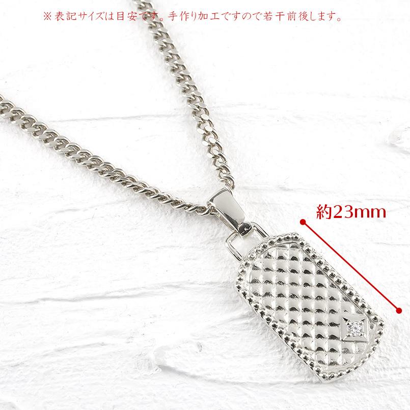 シルバー ネックレス トップ メンズ 喜平用 ダイヤモンド 一粒 タグ シンプル ペンダント sv925 ミル打ち 男性 キヘイチェーン 送料無料 人気 セール saleの画像