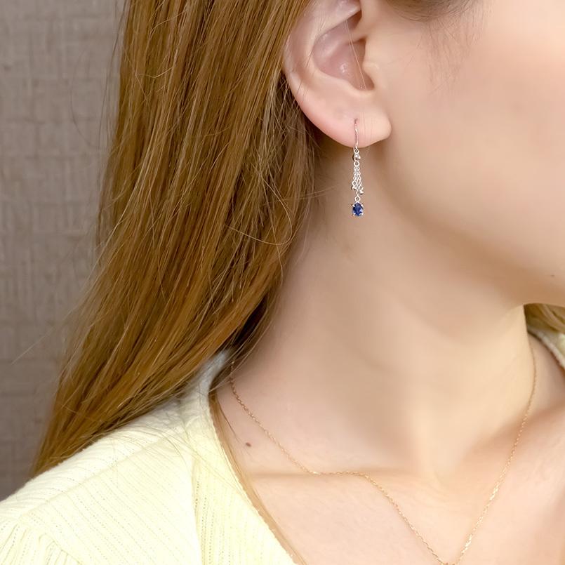 ピアス 18金 揺れる サファイア ミラーボール レディース フックピアス ゴールド ホワイトゴールドk18 18k ゆれる あすつく 送料無料 セール saleの画像