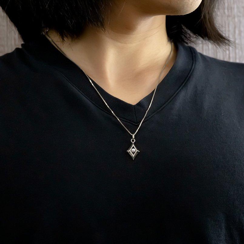 プラチナ ネックレス トップ メンズ パール 菱形 プラチナ900 シンプル ペンダント pt900 チェーン アコヤ真珠 ダイヤ型 男性 送料無料 人気 セール saleの画像