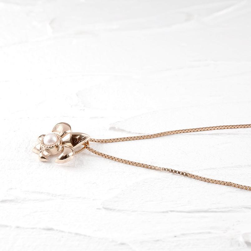 18金 ネックレス トップ メンズ パール ユリの紋章 18k ピンクゴールドk18 シンプル アコヤ真珠 ミル打ち フルール・ド・リス 送料無料 人気 セール saleの画像
