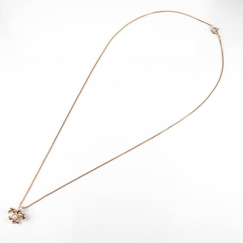 18金 ネックレス トップ メンズ パール ユリの紋章 18k ピンクゴールドk18 シンプル アコヤ真珠 ミル打ち フルール・ド・リス 送料無料 人気 セール saleの画像