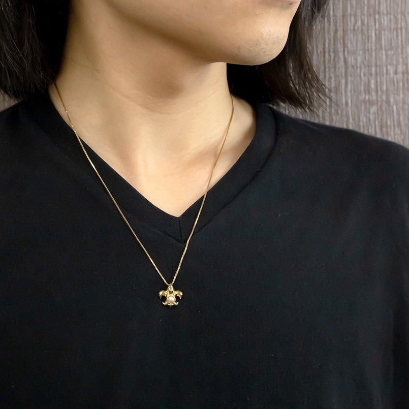 18金 ネックレス トップ メンズ パール ユリの紋章 18k イエローゴールドk18 シンプル アコヤ真珠 ミル打ち フルール・ド・リス 送料無料 人気 セール saleの画像