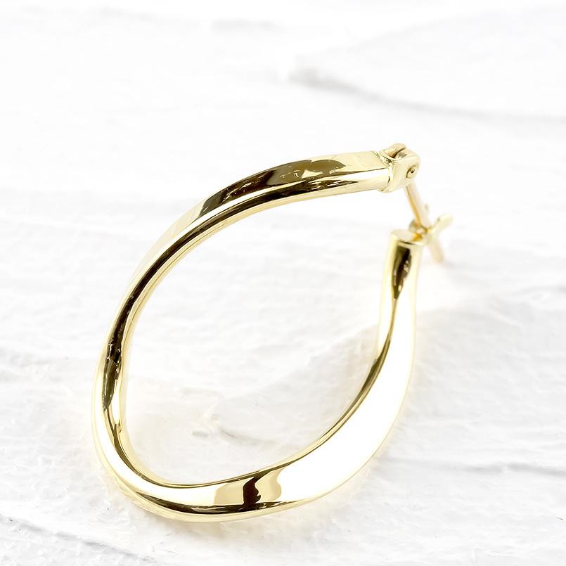ピアス 18金 リング フープピアス ひねり レディース ゴールド イエローゴールドk18 18k シンプル 地金 女性 人気 あすつく 送料無料 セール saleの画像