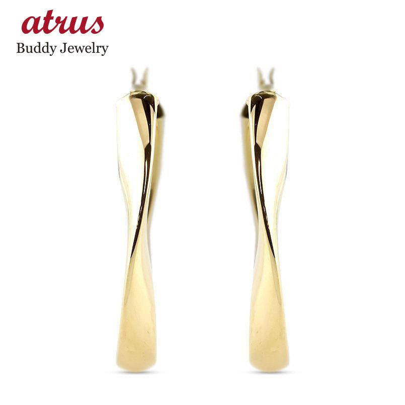 ピアス 18金 リング フープピアス ひねり レディース ゴールド イエローゴールドk18 18k シンプル 地金 女性 人気 あすつく 送料無料 セール 爆買