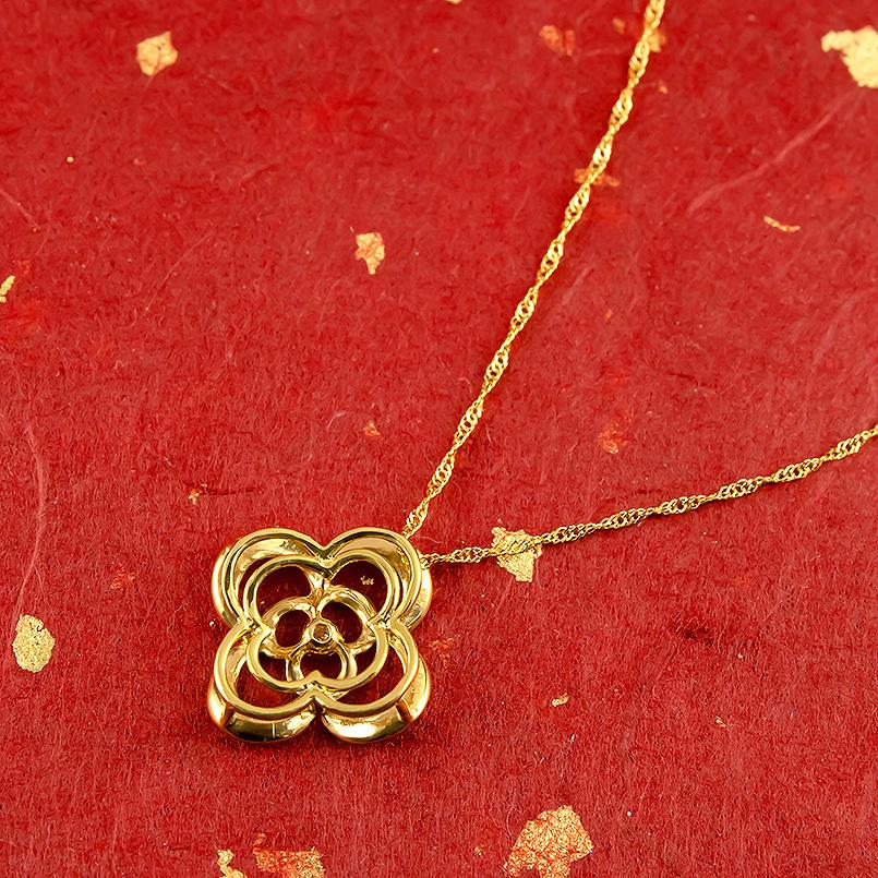 黄金の彫刻！24金 K24 蓮の花 ハス フラワー ペンダント トップ 純金