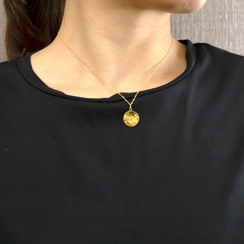 ジュエリー工房アトラス 24金 ネックレス トップ ダイヤモンド 純金