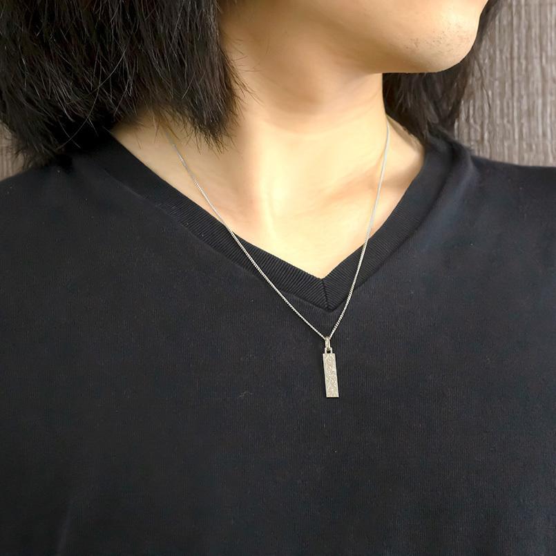 プラチナ ネックレス トップ Pt999 メンズ ペンダントトップ バーネックレス 純プラチナ 手彫り ミル打ち 地金 シンプル 男性 送料無料 人気 saleの画像