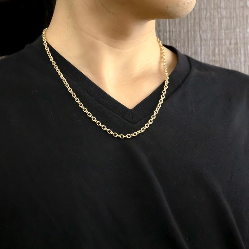 ゴールド カットアズキ ネックレス メンズ 50cm 13g イエローゴールドK10 あずきチェーン 地金 10金 男性 送料無料 人気 セール saleの画像