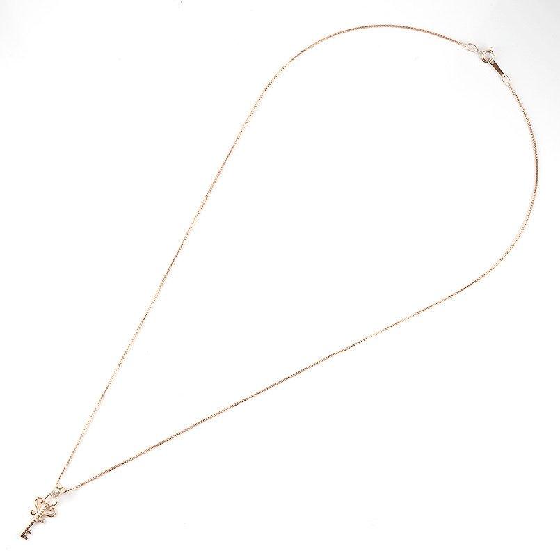 18金 ネックレス メンズ ペア 鍵 鍵穴 ダイヤモンド リンクコーデ セット ピンクゴールドk18 バーネックレス トップ ミル打ち キーモチーフ 送料無料 人気 saleの画像
