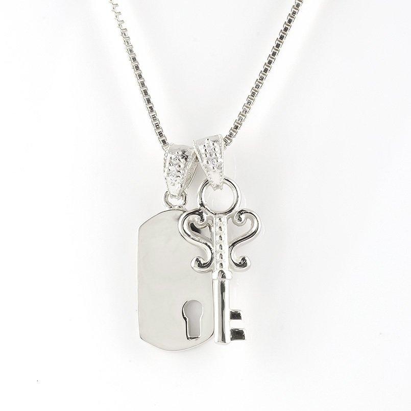 ゴールド ネックレス メンズ ペア 鍵 鍵穴 ダイヤモンド リンクコーデ セット ホワイトゴールドk10 バーネックレス トップ キーモチーフ 送料無料 人気 saleの画像