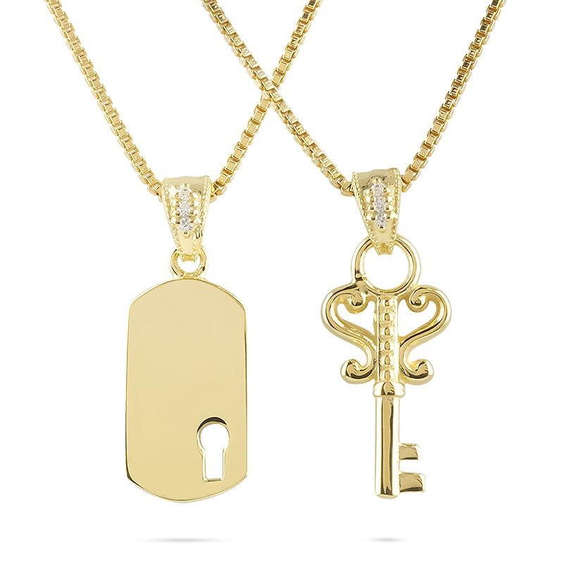 18金 ネックレス メンズ ペア 鍵 鍵穴 ダイヤモンド リンクコーデ  