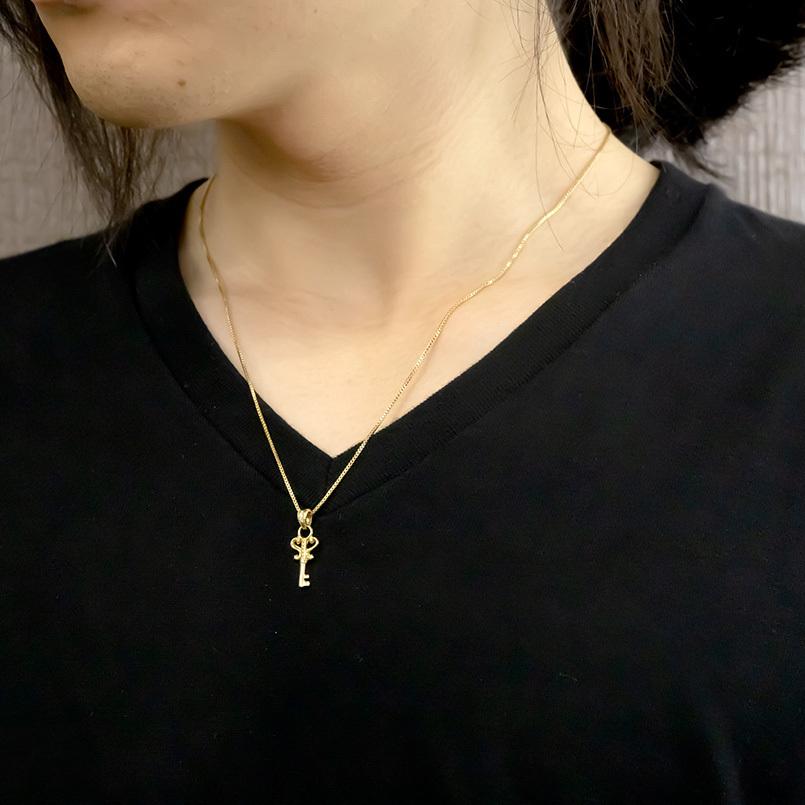 18金 ネックレス メンズ ペア 鍵 鍵穴 ダイヤモンド リンクコーデ セット イエローゴールドk18 バーネックレス トップ キーモチーフ 送料無料 セール saleの画像