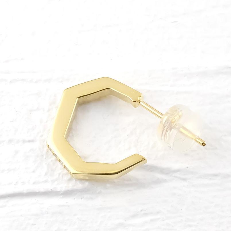 18金 ピアス 片耳 ダイヤモンド フープ レディース スタッドピアス ゴールド イエローゴールドk18 18k シンプル あすつく 送料無料 セール saleの画像