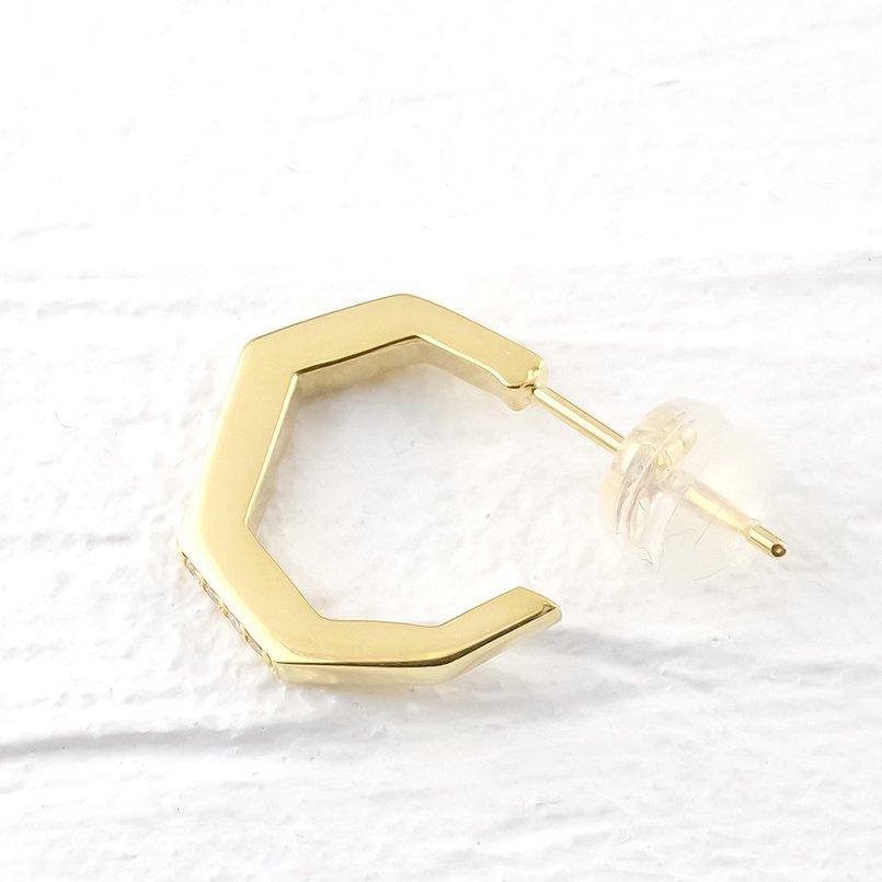 18金 ピアス 片耳 ダイヤモンド フープ メンズ スタッドピアス ゴールド イエローゴールドk18 18k シンプル あすつく 送料無料 セール saleの画像