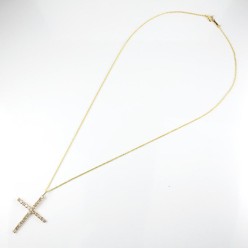 18金 ネックレス ペンダントトップ メンズ クロス ブラウンダイヤモンド SIクラス ゴールド 18k トップ 十字架 シンプル あすつく 送料無料 セール saleの画像